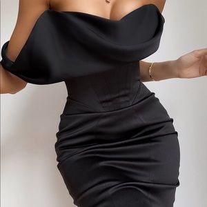 House of CB Raphaella black midi dress